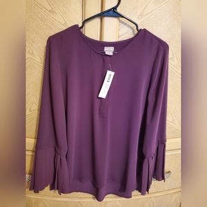 NWT chicos purple long sleeve shirt. Chicos sizing 0. Us size S